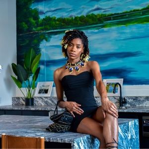 Strapless LBD ruched dress size 6